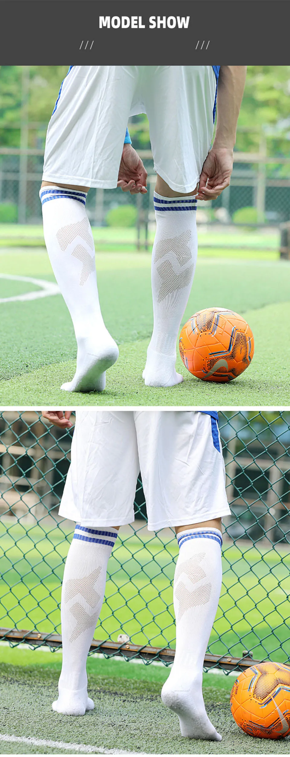 Loogdeel 1 Paar Fußballsocken, gestreift, kniehoch, Softball, Baseball, Mannschaftssportsocken, atmungsaktive Fußballsocken für Kinder und Erwachsene – Detail 16