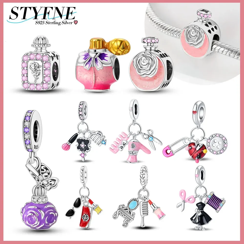 925 Sterling Silver Feminine Charm Perfume Series Rose Floral Exquisite Life Beaded Charm for Women Diy Original Bracelet Gift