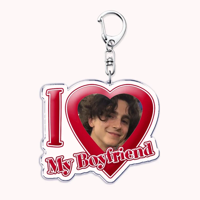 Beliebter Stern Timothee Chalamet Schlüsselanhänger „I Love My Boyfriend“, rotes Herz, Schlüsselanhänger, Schmuck, Schlüsselanhänger, Fans,