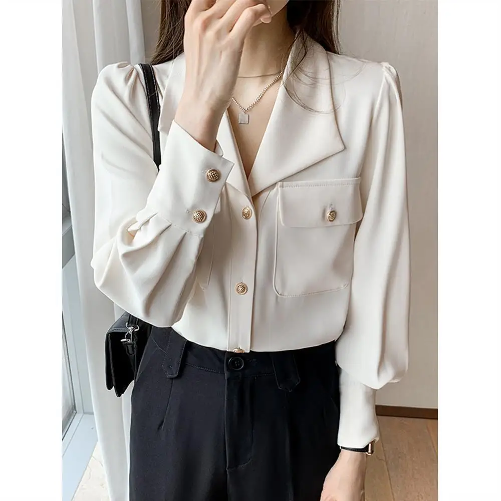 Chiffon Shirt Women\'s New French Professional Dress Shirt Design Sense Niche Suit Collar Top