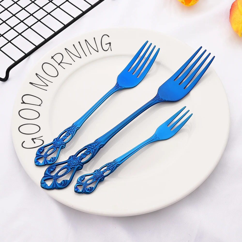 6Pcs Cake Forks Stainless Steel Dessert Fork Colorful Tea Forks Rainbow Small Fork for Fruit Snack Dinnerware Party Utensils Set