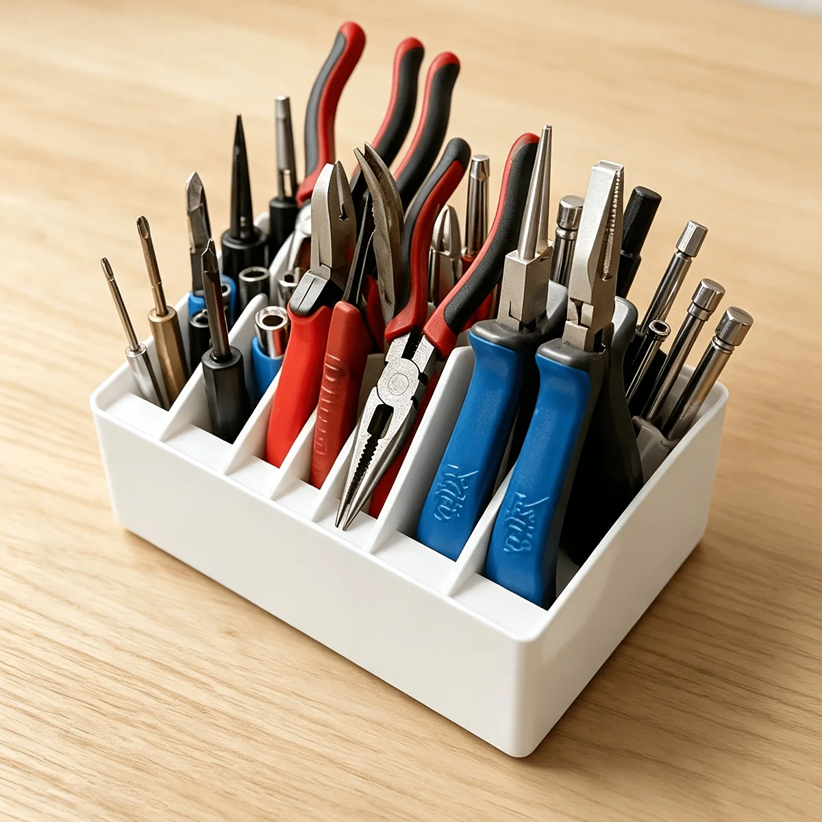 Multi‑Slot Pliers Holder, Non‑Slip Hardware Tool Storage Rack, Desktop Workbench Organizer for Garage Electrician Tools