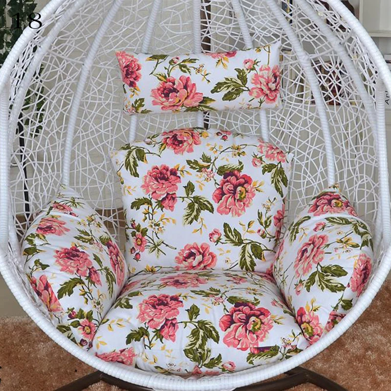 Solid Color/Floral/Stripe Hanging Swing Egg Chair Cushion Cover+ Outdoor Pillow Case (No Filling) Garden Lounger Cushion Cover