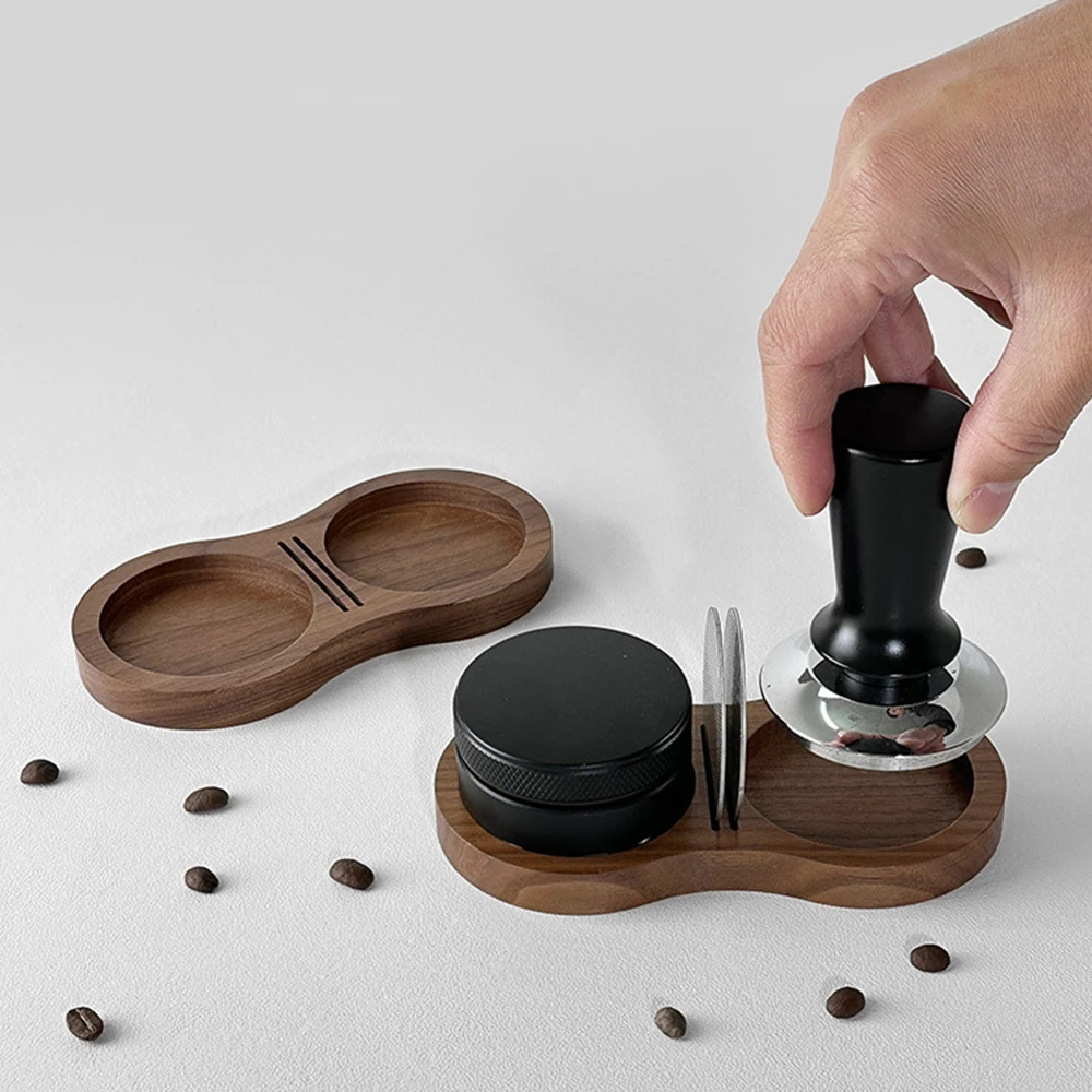 51-58MM Universal Coffee Tamper Storage Base Walnut Powder Water Distribution Network Storage Bracket Set Coffee Utensils