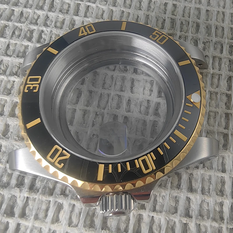 40MM Silver+Gold Case Accessories NH35A Sapphire Glass Gold Ceramic bezel with NH34/35/36 Movement Transparent Back