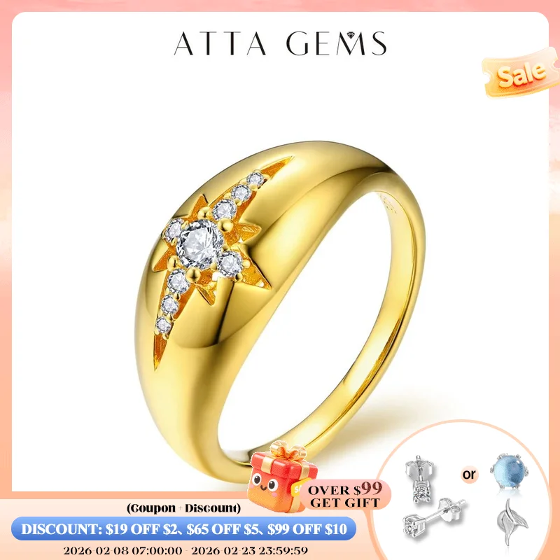 

ATTAGEMS Round D/VVS1 Color Moissanite Ring for Women 100% 925 Sterling Silver Sparkling Fine Jewelr Engagement Wedding Gift New