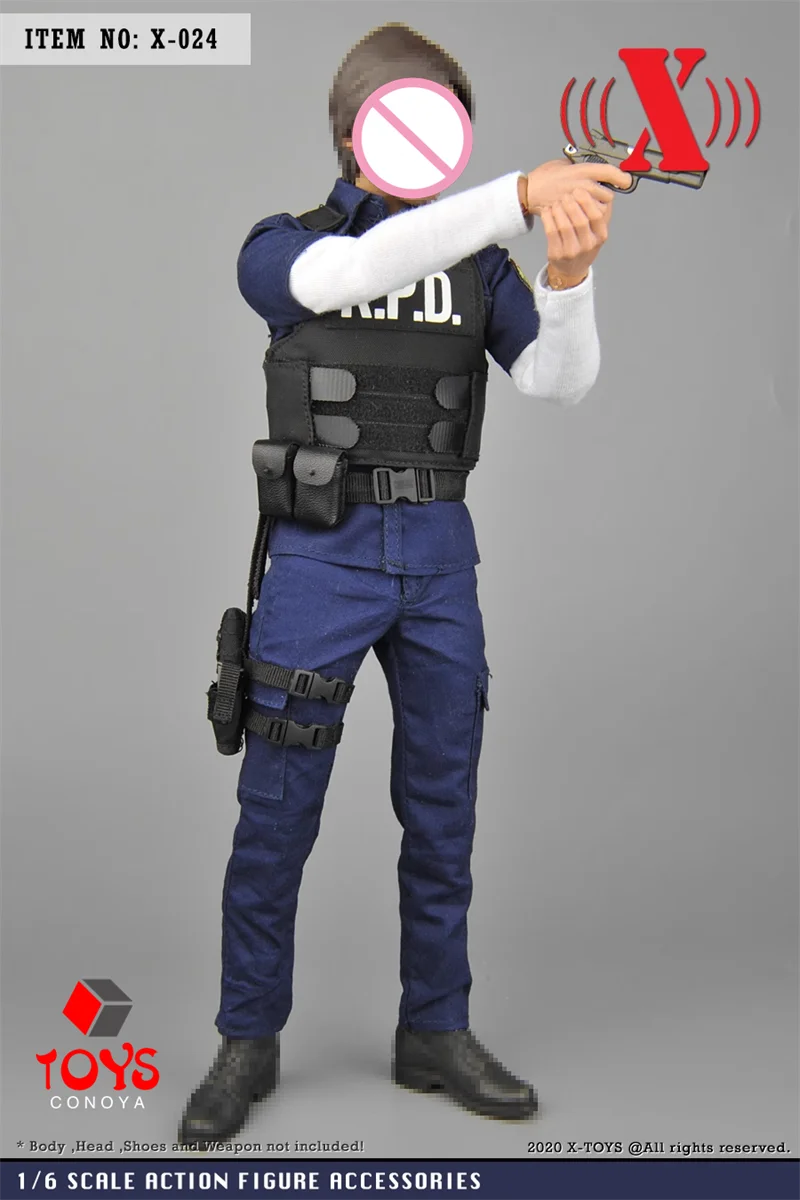 In Stock X-TOYS X-024 1/6 Male Police SWAT Patrol Clothes Clothes Set Model Fit 12