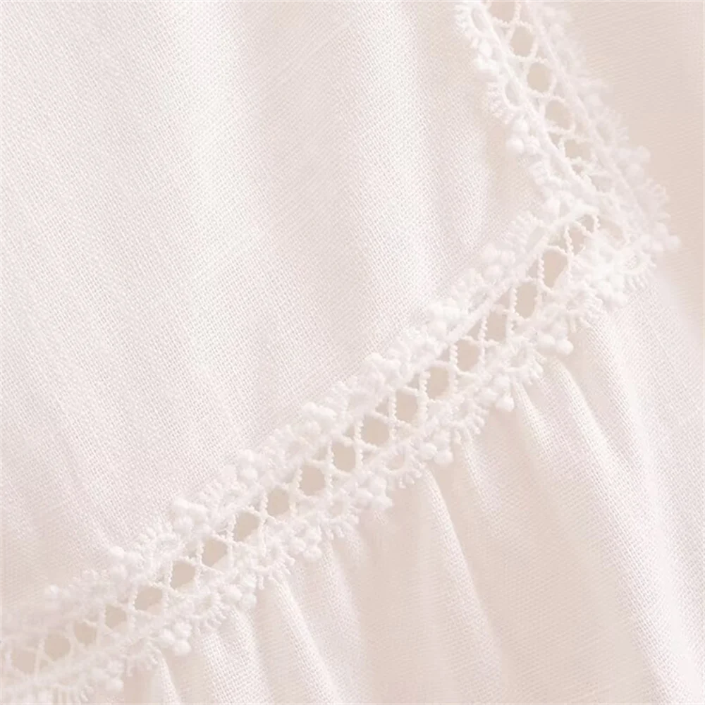 PB & ZA2024-V-Neck Lace patchwork shirt, roupa de mulher, versátil, casual, simples, elegante, temperamento, pendulares, outono, novo