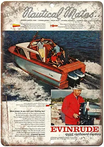 Decoration Poster Sign 8x12,Evinrude Outboard Motor Vintage Boating,Retro Art Iron Painting Metal Warning Plaque Decor for Home