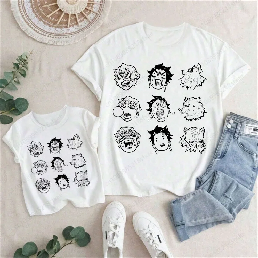 Kamado Tanjirou Anime Demon Slayer Nezuko Boys T Shirt Summer Children T-Shirt for Boy Baby Girls Tops Family Matching Shirts