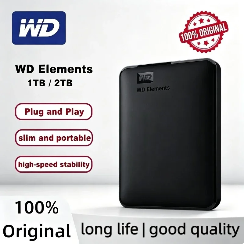 Western Digital WD External Mobile Hard Disk 2.5 Inch USB3.0 Mechanical Hard Drive 1TB 2TB 4TB 5TB 6TB For Laptop Desktop PC