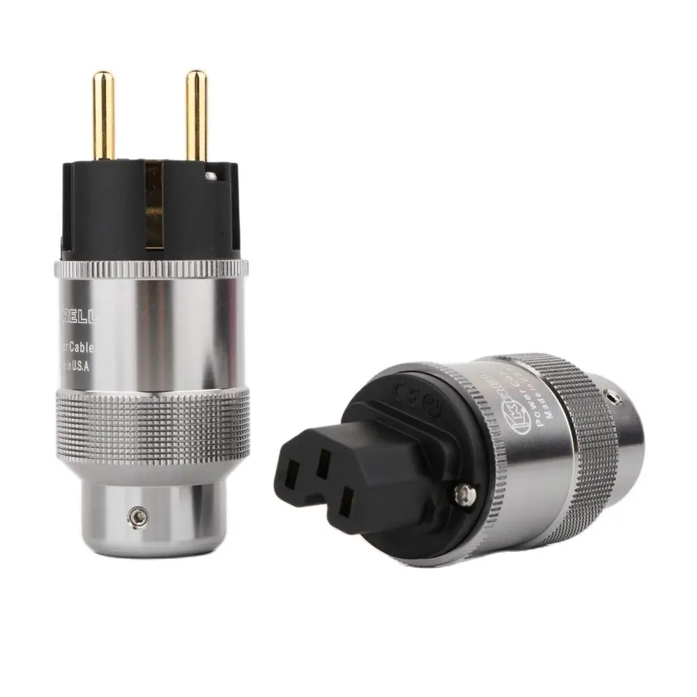 

Premium Knurled Metal Shell AC Power Socket, Professional Audiophile IEC Cable Build Connector US/EU PLUG