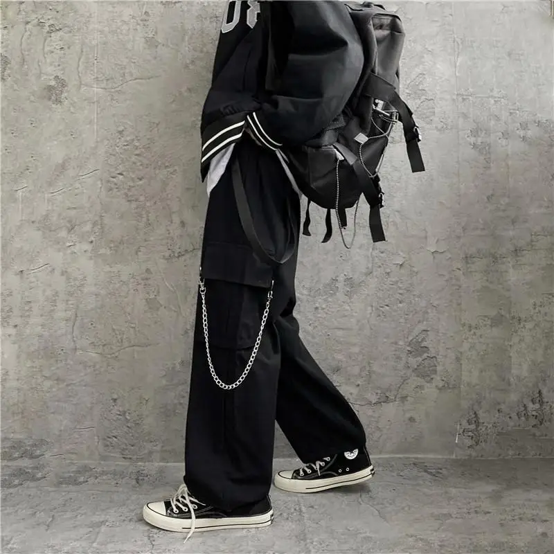 Korean Style High Street Cargo Pants Hip Hop Wide Leg Straight Fit Nine Inch Unisex Loose Fit Casual