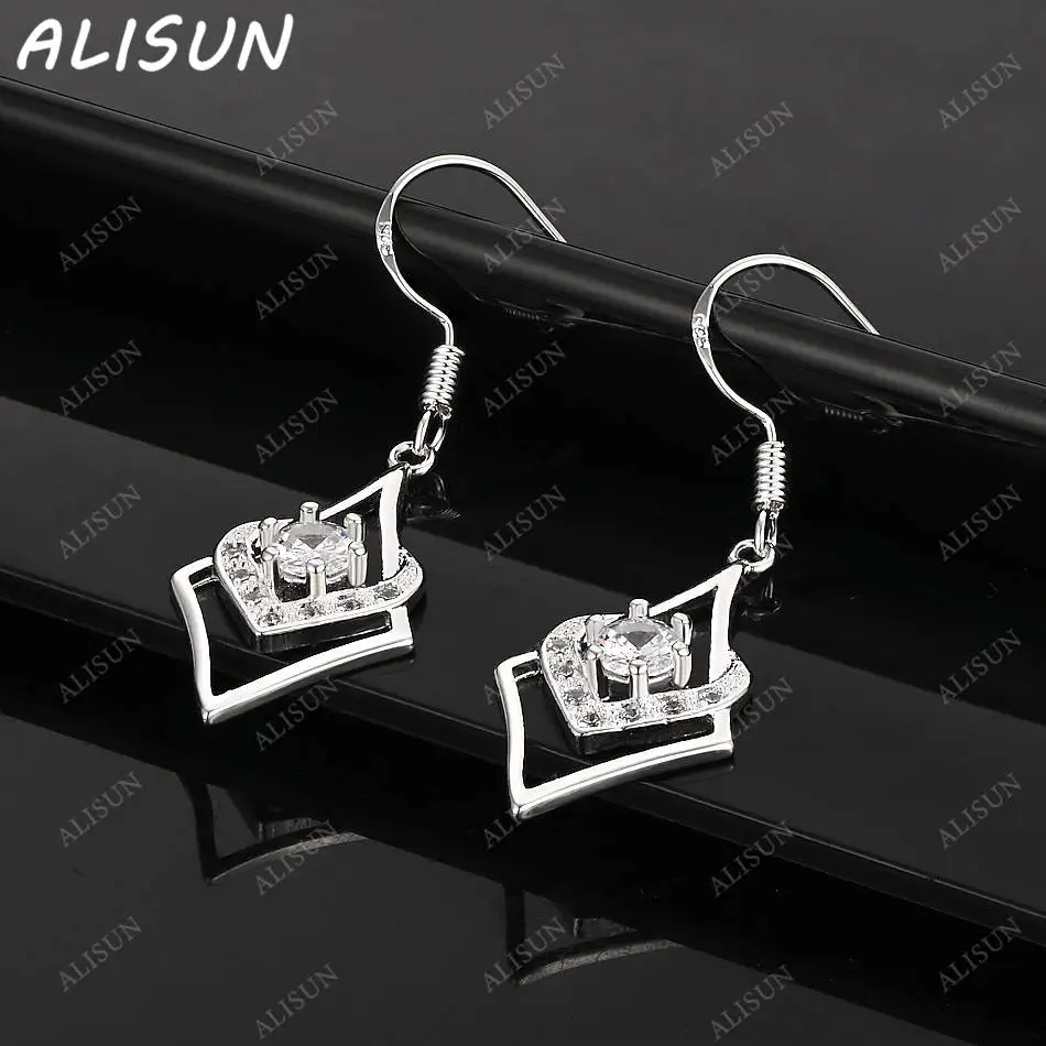 

ALISUN 925 Sterling Silver Zircon Hearts Earrings Drop Earrings For Women Anniversary Gift Popular Wild Fashion Romantic Jewelry