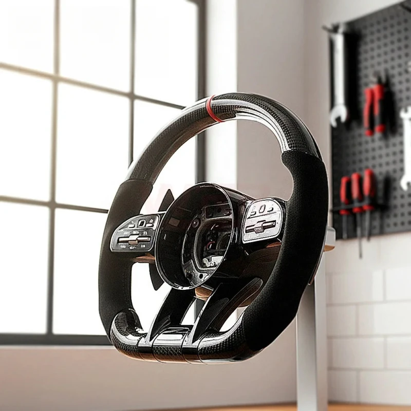 Car Carbon Fiber Steering Wheel for W204 W205 W167 W213 W222 W207 W212 Red Center Mark
