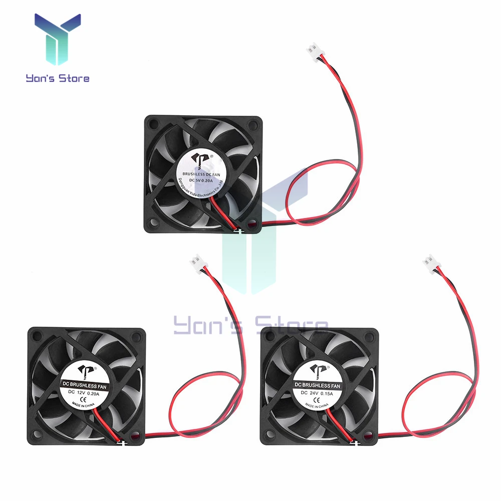 DC6015 5V 12V 24V Cooling Fan Two-Wire Oil bearing industrial silent cooling fan Heat Sink 60mm x 60mm