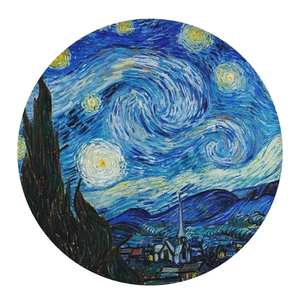 The Starry Night By Vincent Van Gogh Round Mouse Pad Computer Keyboard Mouse Mat Gamer Laptop Desk Mat Office Table Mats