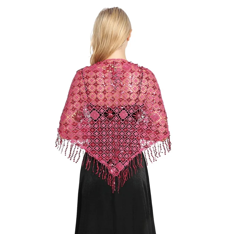 Spring Autumn Style Sequin Tassel Scarf Sequin Cape Dinner Party Capes Women Tassel Cape Cloak Lady Ponchos R1