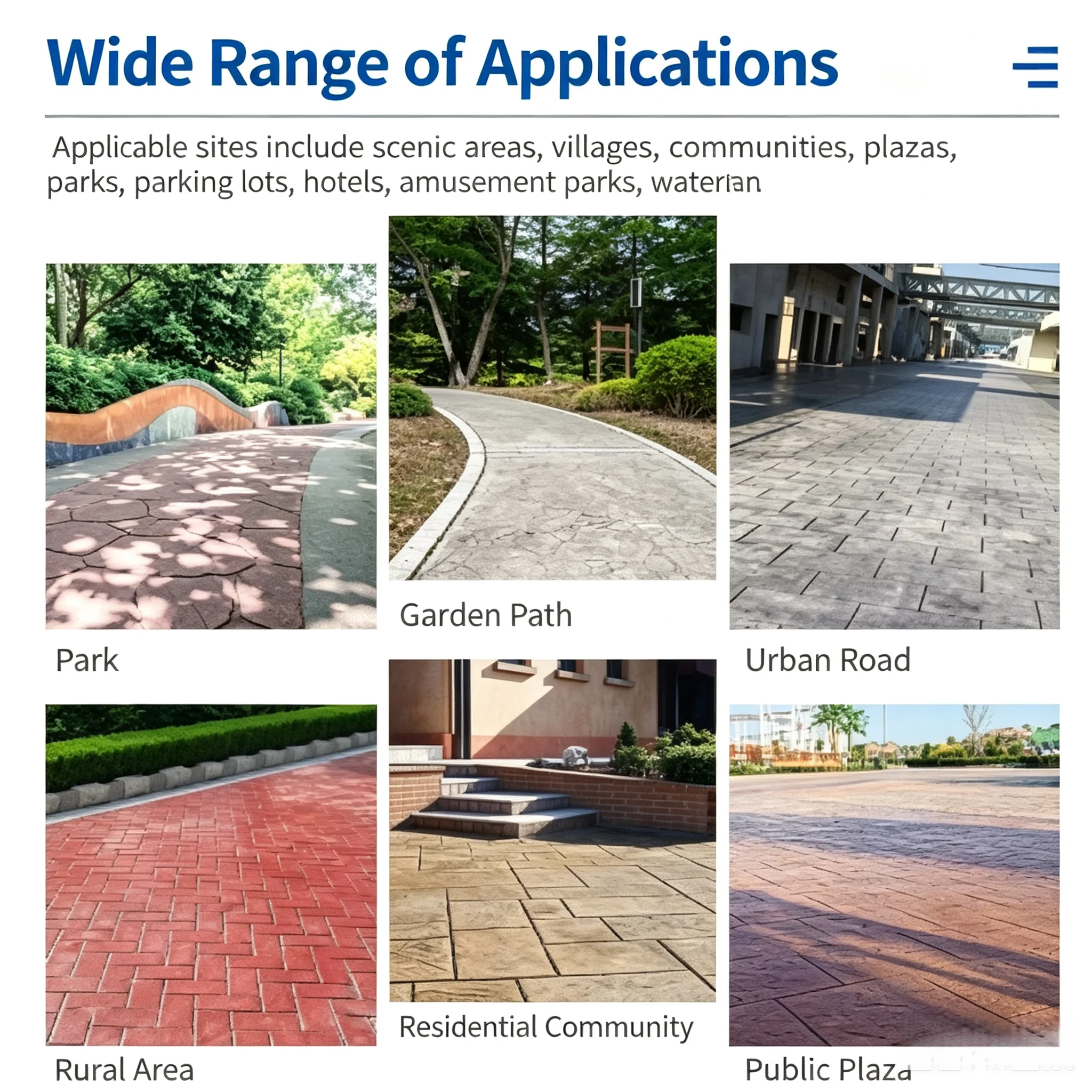Colored Stamped Concrete Molds Blind Strip & Blind Dot Molds For Sidewalk Park Scenic Road Embossing Construction