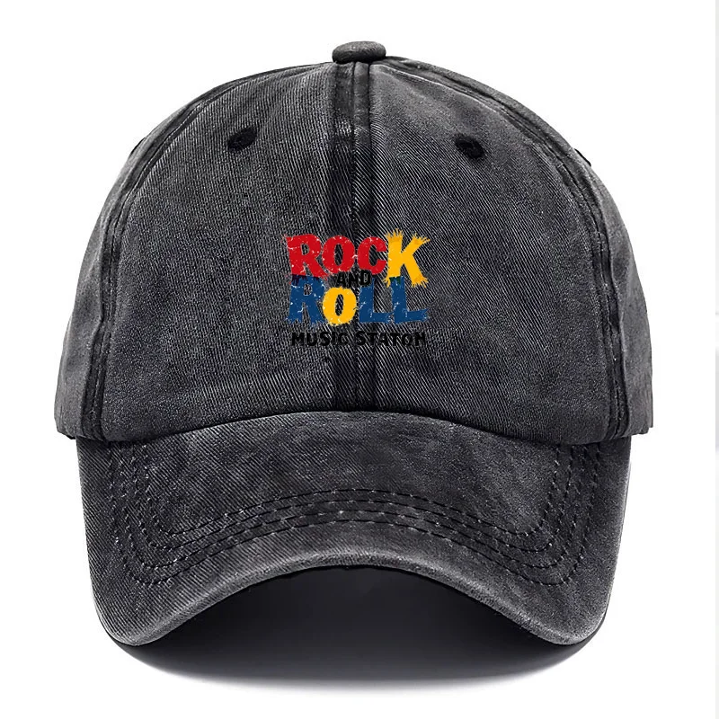 Gorra de béisbol de algodón lavada Vintage personalizada para hombres y mujeres, sombrero con patrón Retro con tema musical, gorra ajustable para papá para uso informal diario