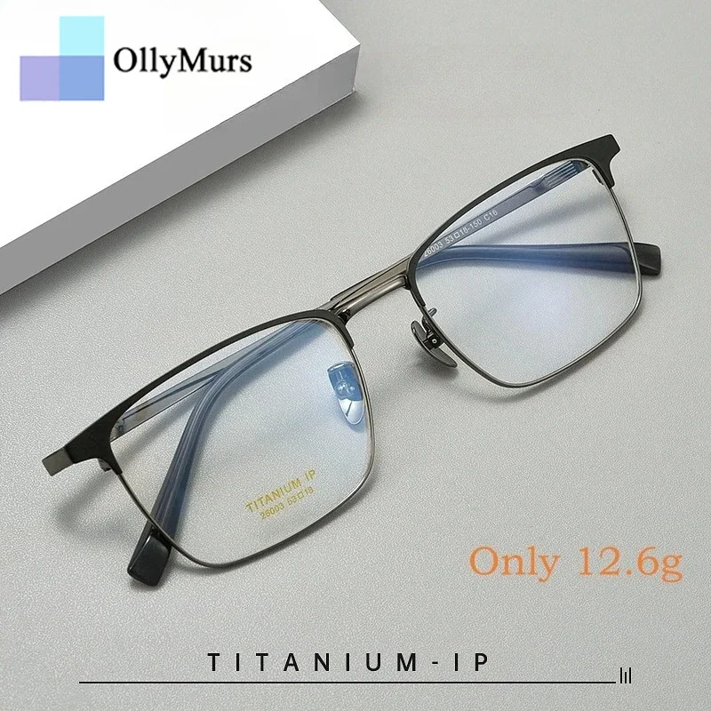 

OLLYMURS Сверхлегкие деловые очки из чистого титана, модные ретро роскошные оптические мужские очки по рецепту, оправа для очков