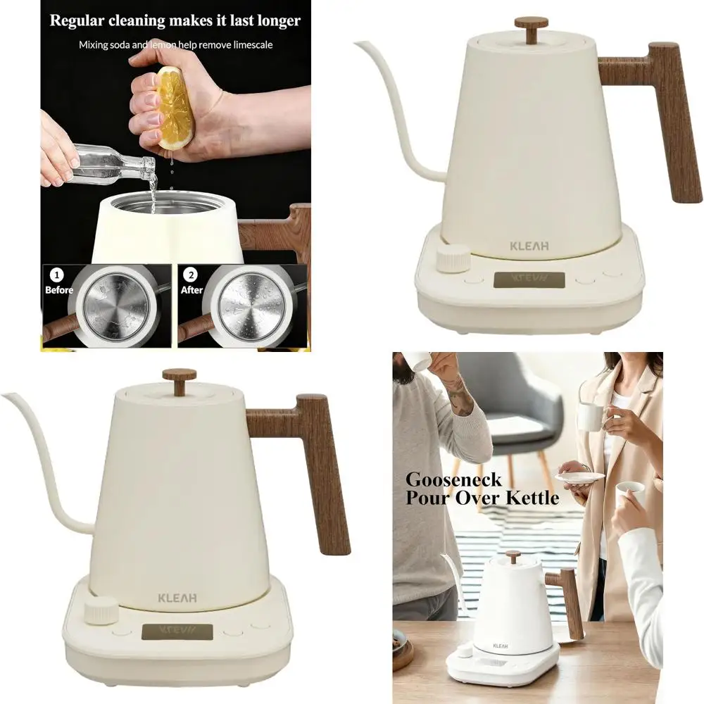 

0.8L Temperature-Controlled Gooseneck Electric Kettle with Auto Shut Off, 1200W Fast Heating for Tea, Coffee, and Pour Over