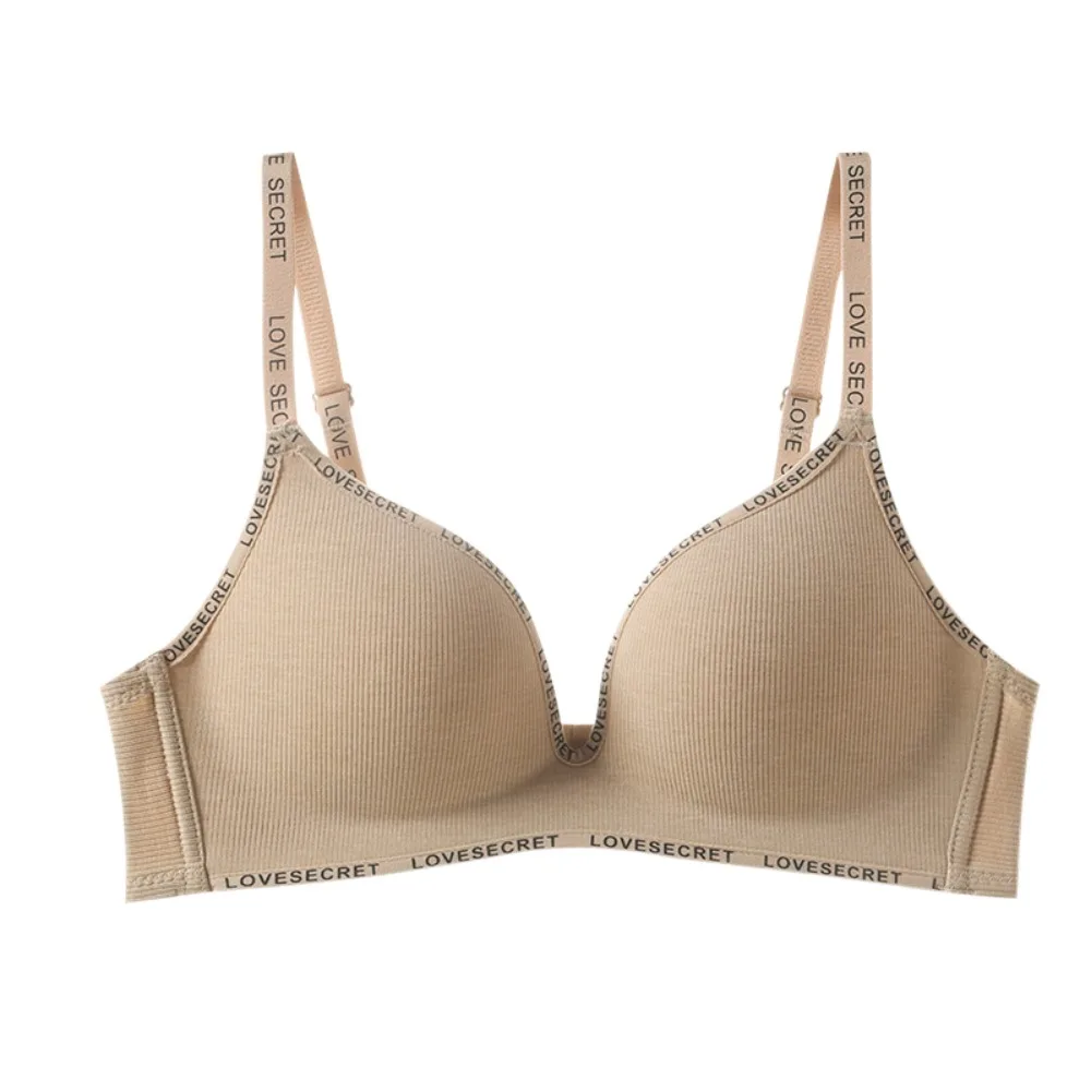 

English Letter Wireless Deep V Bra Close-fitting Shockproof Brassiere for Women Lingerie Adjustable Seamless Bras Sport