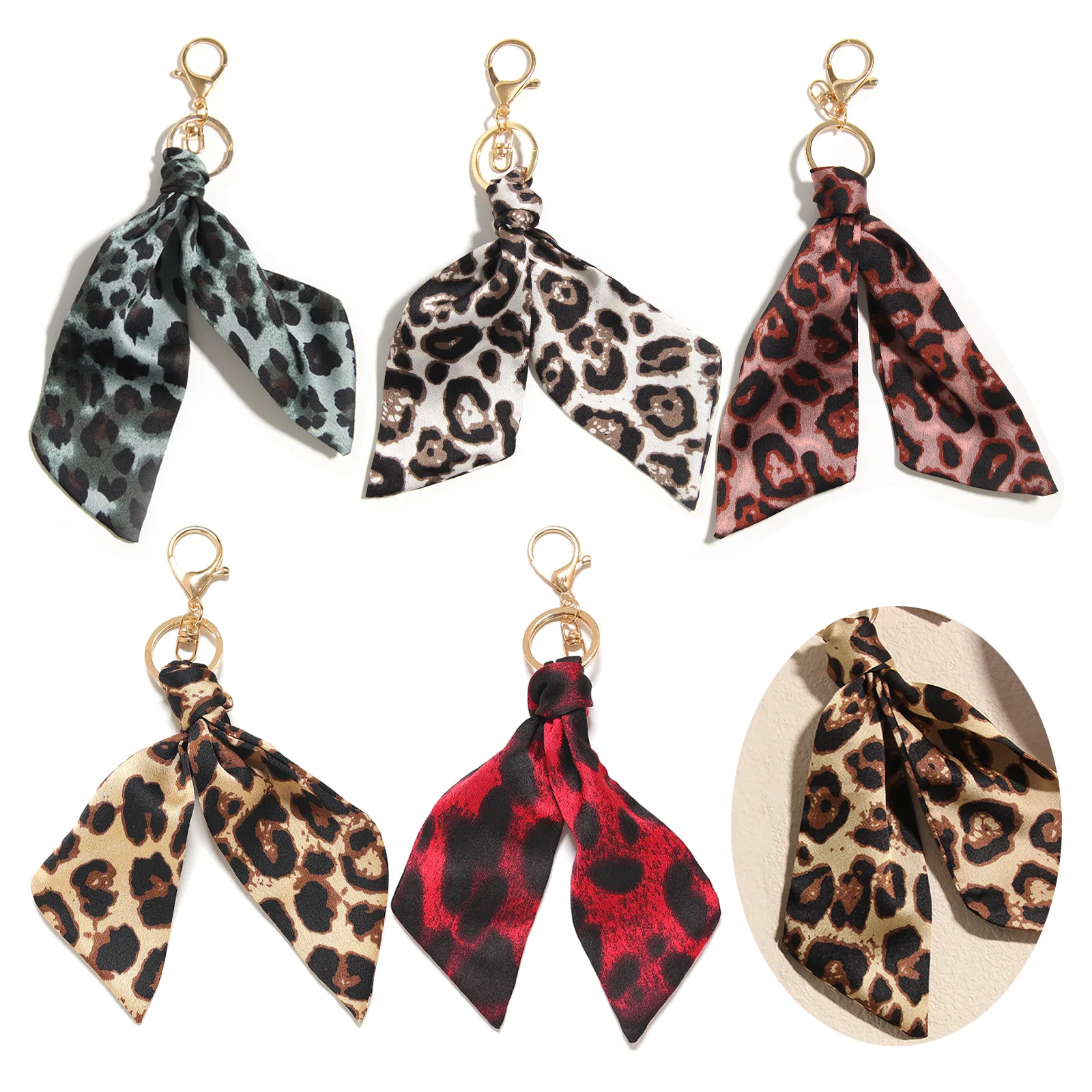 

NEW Fabric Art Bag Charms Keychain Leopard Print Tulip Cloth Pendant For Bags Handbags Women Accessories Gift