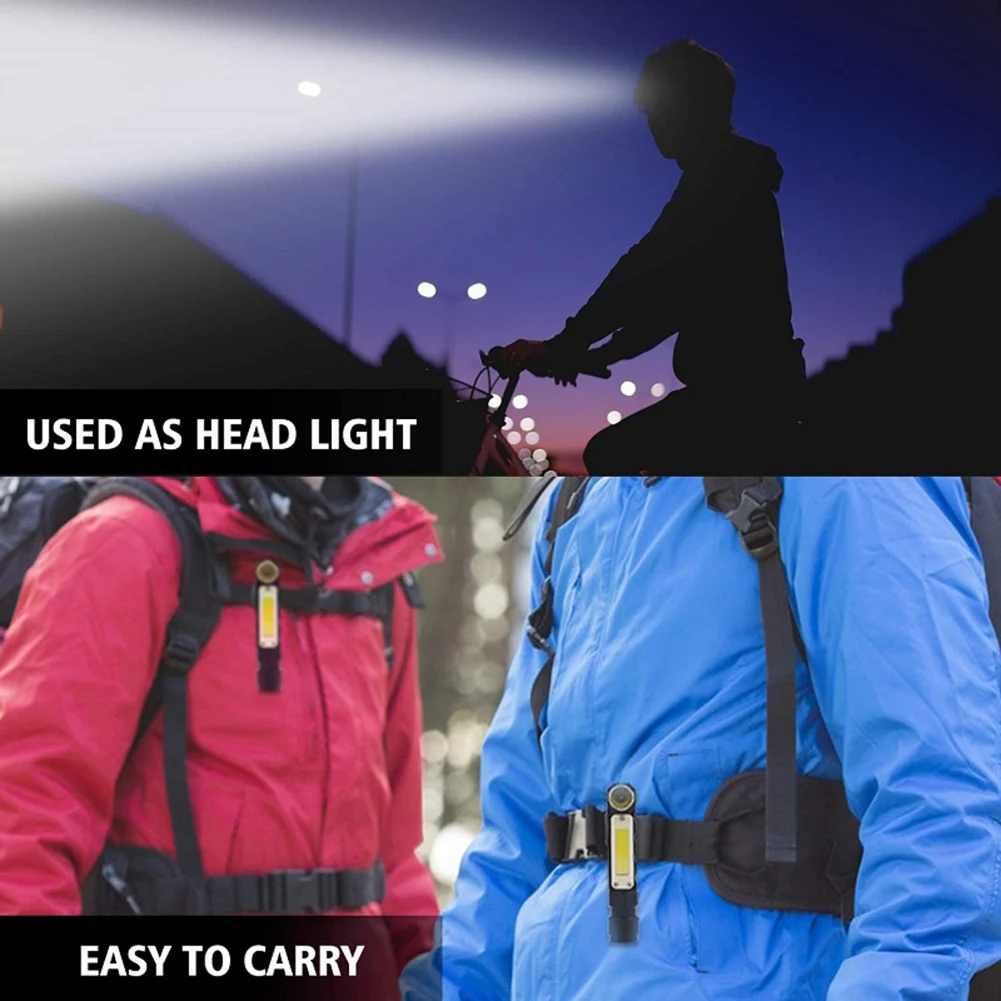 LED Flashlight Handfree Dual Fuel 90 Degree Twist Rotary Clip Waterproof Mini Lighting LED Torch for Camp(Small Size)