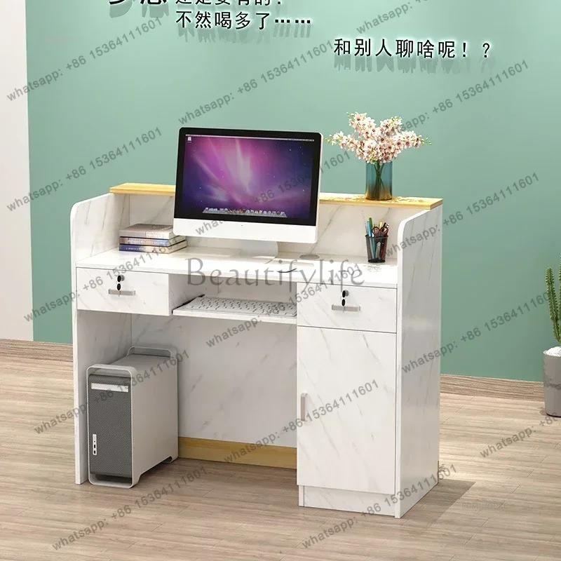 Simple Modern Office Reception Desks Hairdressing Clothing Store Front Desk Reception Counter Beauty Salon Checkout Counter T N