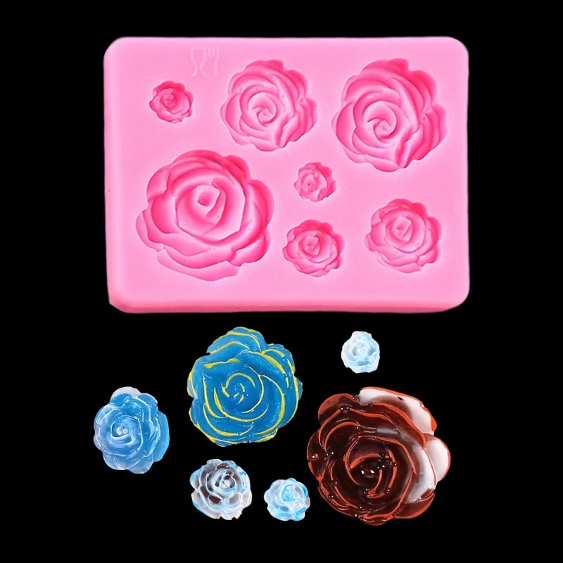 Rose Flower Silicone Mold Food Grade DIY 3D Cake Baking Decoration Fudge Wedding Cupcake Topper Jewelry Baking Tool Moulds