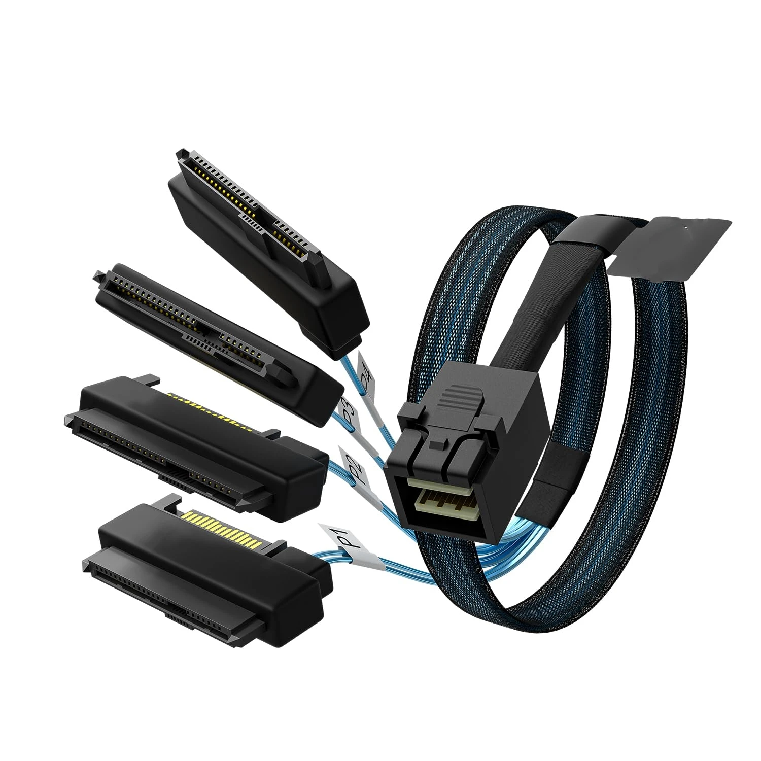 

Mini SAS HD to (4) SFF-8482 Connector with SAS Power Port 12Gb/s Cable 3.3ft Internal 1m for Storage Expansion Card