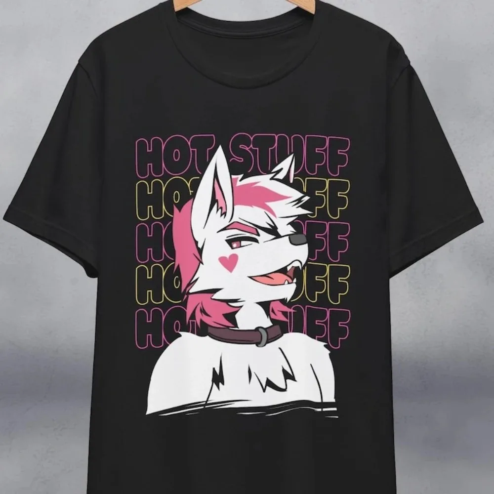 Hot Stuff Furry T-Shirt Gay Gift Shirt Fluffy Lover Unisex Tshirt Mens Casual Daily Life Cotton Tee Role Play Cosplay Clothing