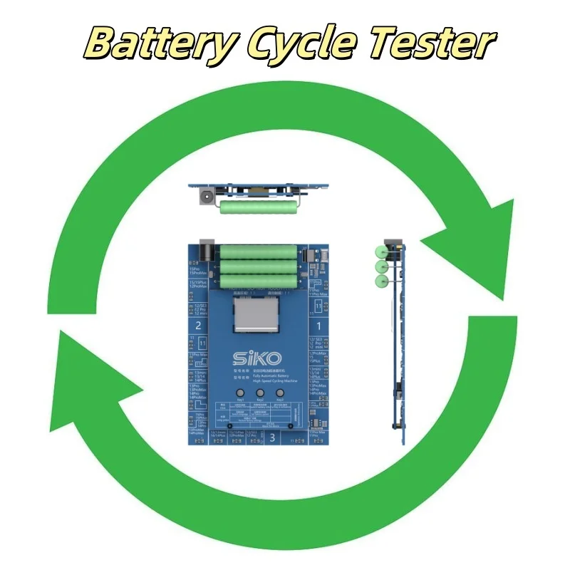 

Automatic 3-Port Battery Cycle Tester 5A Power Supply for iPhone 11-15PM Batteries with One-Button Operation & Capacity Recovery