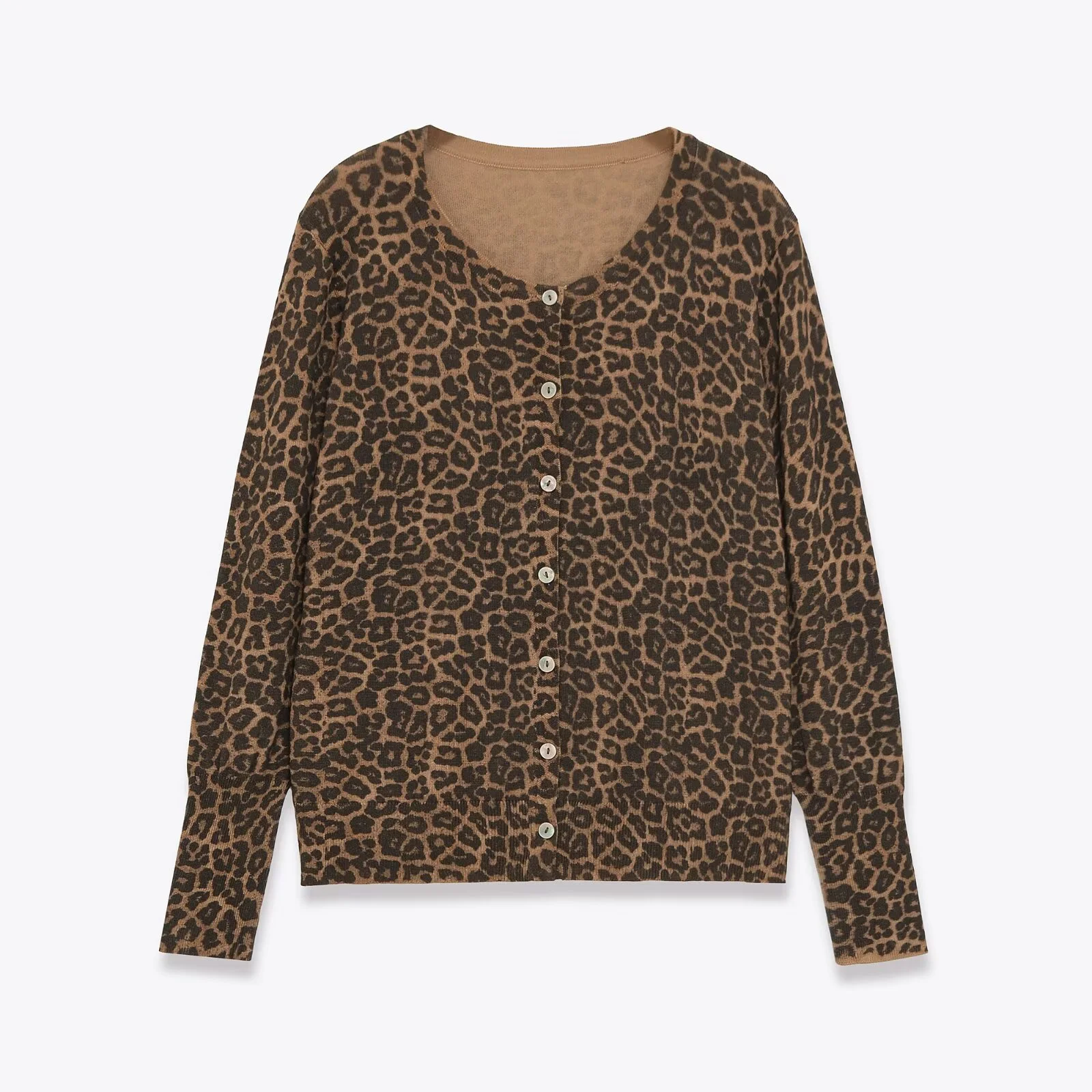 

Осень 2022, новый продукт, женская модная трикотажная рубашка с леопардовым узором и животным принтом, длинными рукавами и круглым вырезом