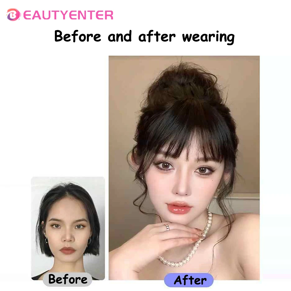 Beauty Air Bangs Women's Natural Forehead Atmosphere Dragon Beard Synthetic Bangs Clip Top Of The Head Hair Loose Wig Pieces