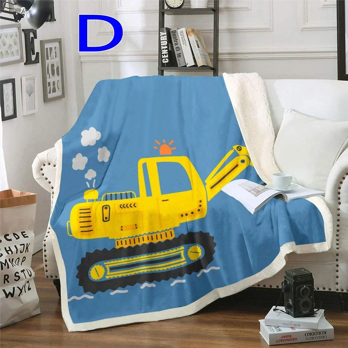 Excavators Flannel Blanket Equipment Trucks Blanket Construction Tractor Throw Blanket