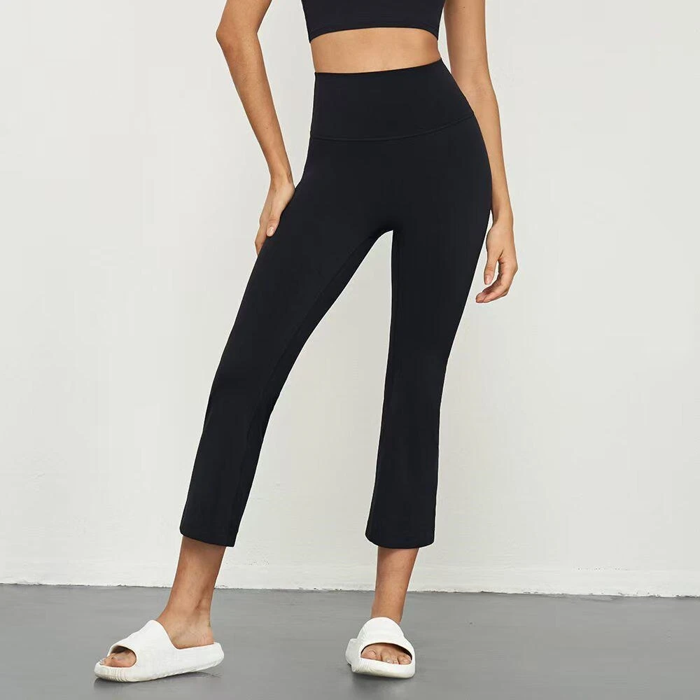 Damen Acht-Punkt-Yoga-Leggings mit hoher Taille, schlankmachend, schnelltrocknend, hochelastisch, für Pilates und Fitness-Training, Schlaghose für den Sommer – Detail 4