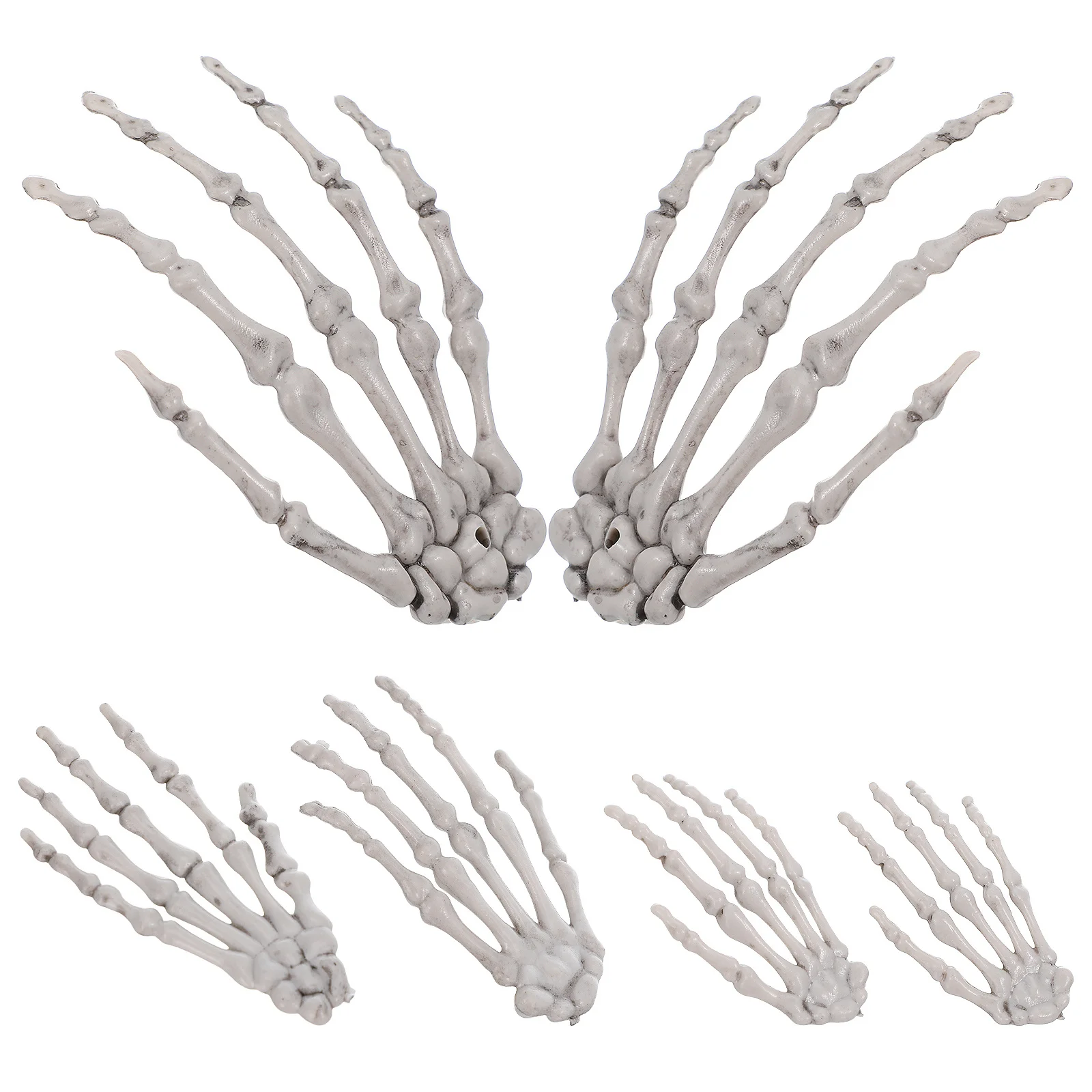 دعامة يدوية 3 أزواج لديكور الهالوين، حفلة مخيفة، منزل مسكون، زخرفة صعبة، قفازات عظمية مزيفة للبالغين