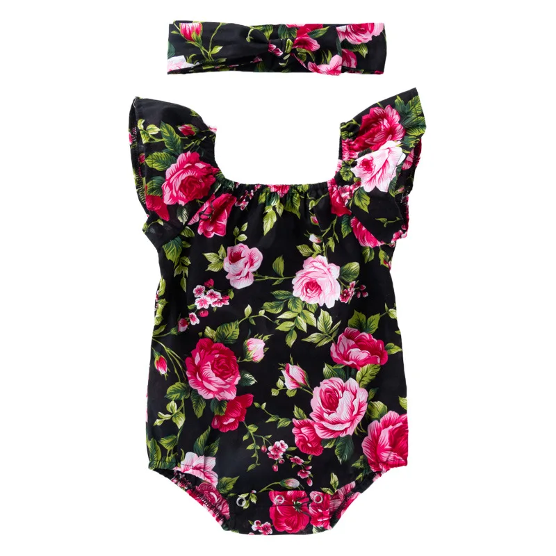 Newborn Infant Baby Girls Romper + Headband Cotton Sleeveless Baby Onepiece Jumpsuit Fashion Baby Girls Clothes Ropa Bebe image 5