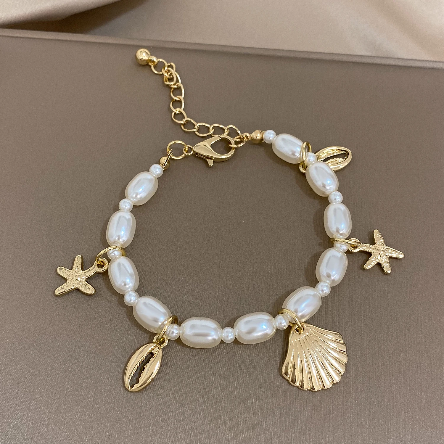 Bohemia Star Fish Bracelets ABS Faux Pearl Starfish Shell Bangles for Women Ocean Jewelry Summer Holiday Beach Gifts Accessories
