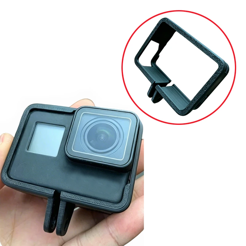 For GoPro Hero 5/6/7 Action Camera 3D Printed Protective Frame Cage Horizontal Shooting Mount for Outdoor Riding POV Recording