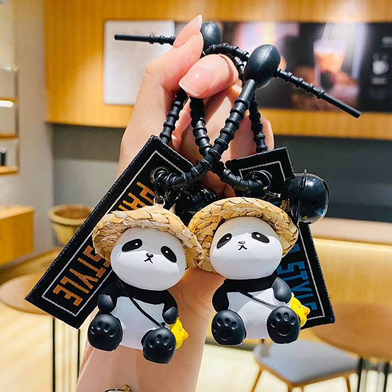 

Grasshat Animal Key Chain Holder Panda Bracelet Keychain Bell Pendant Cartoon Buckle Keyring Gift Hanger for Friend Family Lover