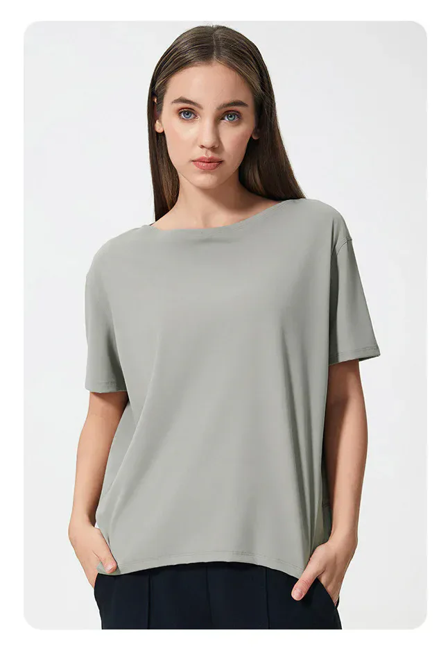 半袖スポーツベスト女性ルーズ無地通気性 O ネックタンク