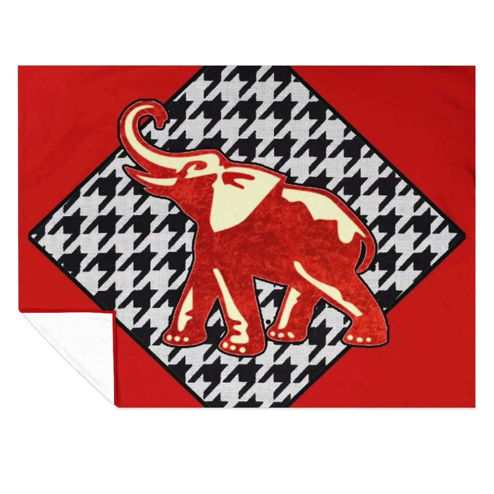 

Red Elephant Houndstooth Diamond Throw Blanket Tourist Flannels Soft Big funny gift Blankets