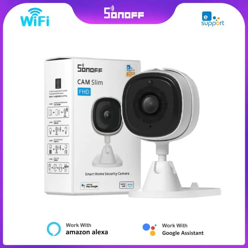 SONOFF-cámara de seguridad inteligente con WiFi, dispositivo con alarma de movimiento HD de 1080P, conexión de escena de Audio bidireccional a