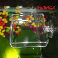 2/3/6PCS Floating Bottom Feeder Fish Shrimp Acrylic High Transparent Aquarium Shrimp Food Feeding With Suction Cup Fish Tank