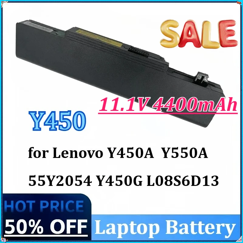 

New 11.1V 4400mAh Y450 Y550 6Cells New Laptop Battery for Lenovo Y450A Y550A 55Y2054 Y450G L08S6D13 L08L6D13L08O6D13 Y550P