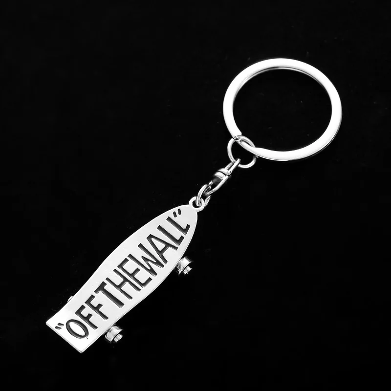 Creative Design Skateboard Metal Key Chain Pendant Letter Cartoon Pattern Personalized Key Chain Gift