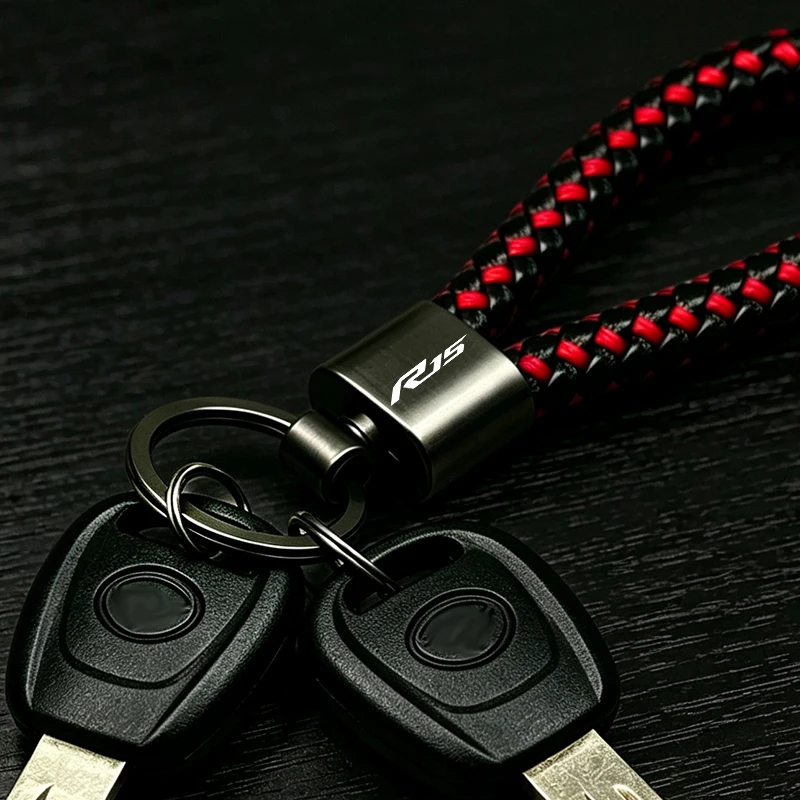 For YAMAHA YZF R15 YZFR15 R15 V3 YZF-R15 Accessories Motorcycle Custom logo Braided Rope Keyring Metal Anti-lost Keychain